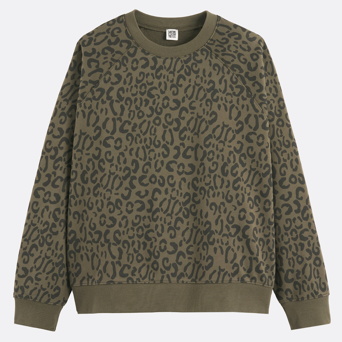 Sweat col rond imprimé léopard imprimé léopard/kaki, LA REDOUTE COLLECTIONS