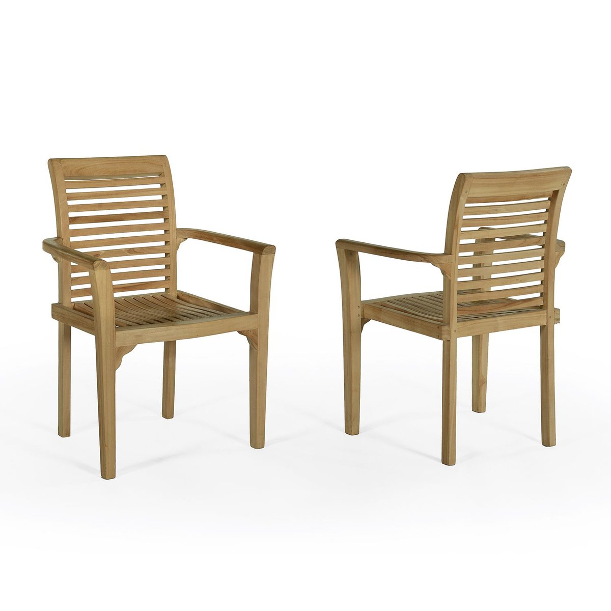 Fauteuils de jardin empilables en teck Samoa (lot de 2) naturel, TECK ATTITUDE