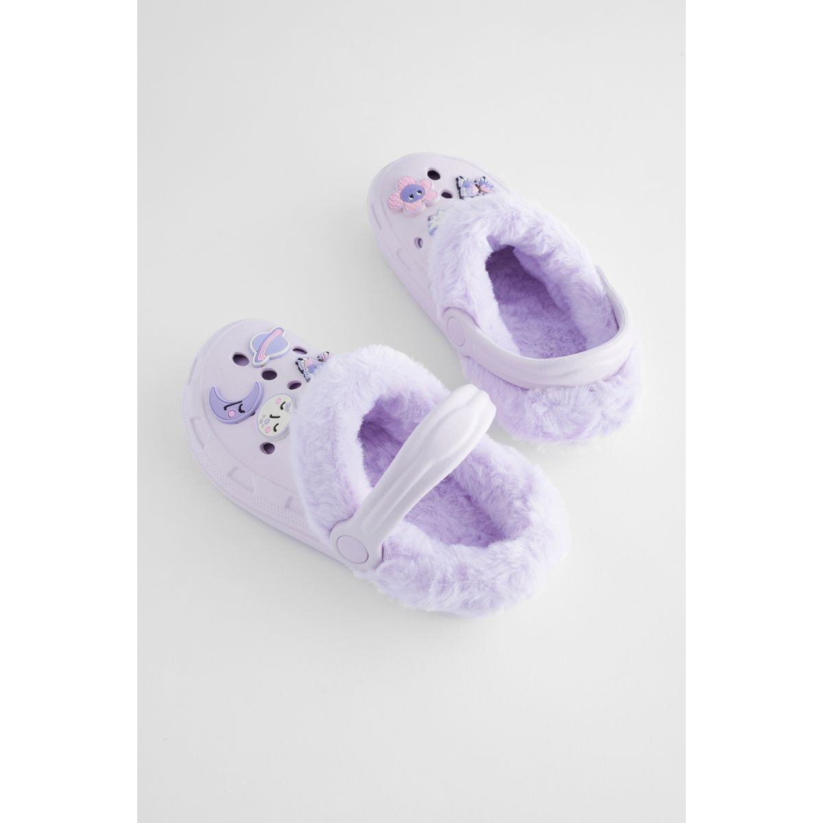 Chaussons sabots fourrés à motif animal papillon violet, NEXT