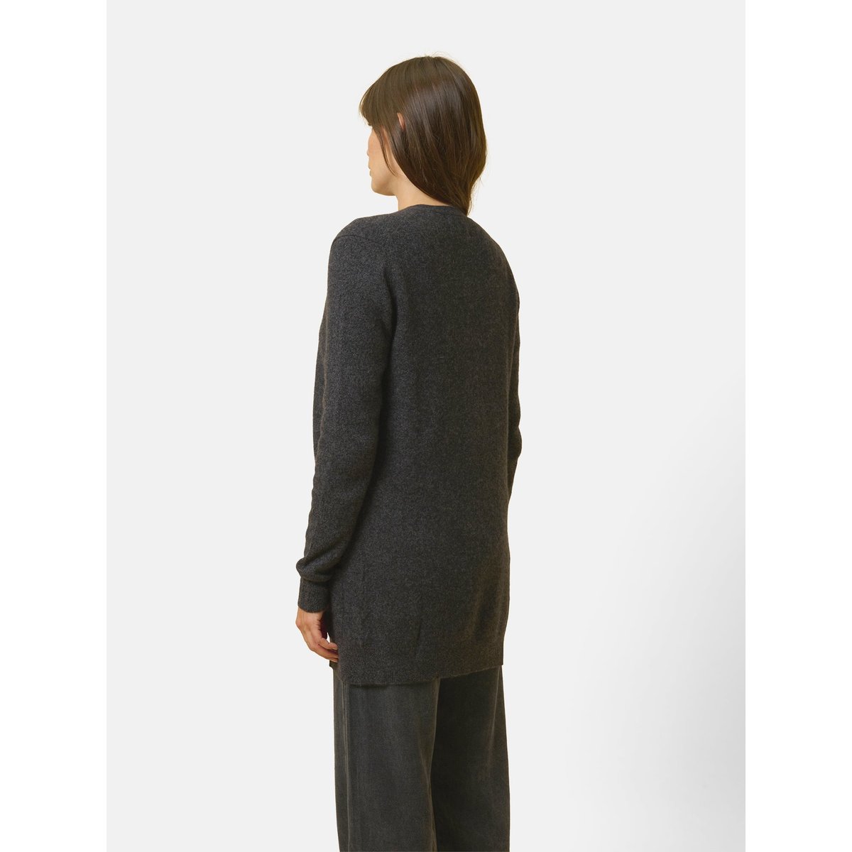 Cardigan Col V Anthracite Chiné Chelsea gris anthracite chiné, JUST CASHMERE