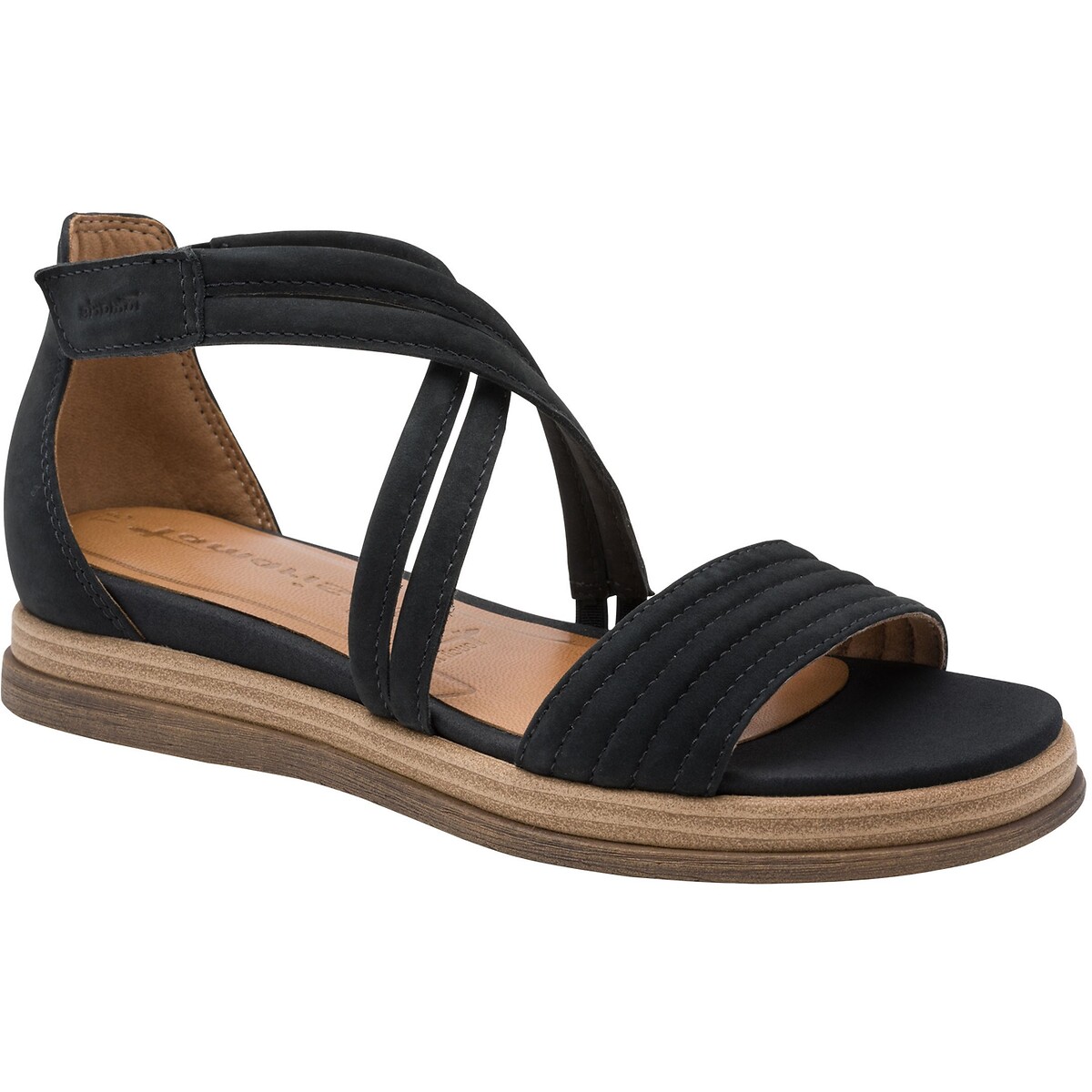 Leren sandalen met sleehak, gesloten hiel marineblauw, TAMARIS