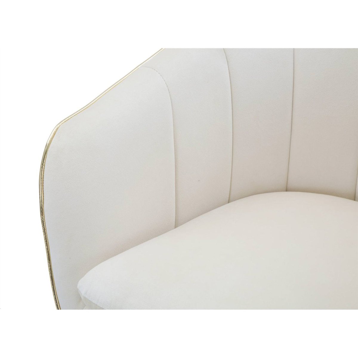 Fauteuil coquille rembourré esprit glamour GLAM crème et or, RECOLLECTION