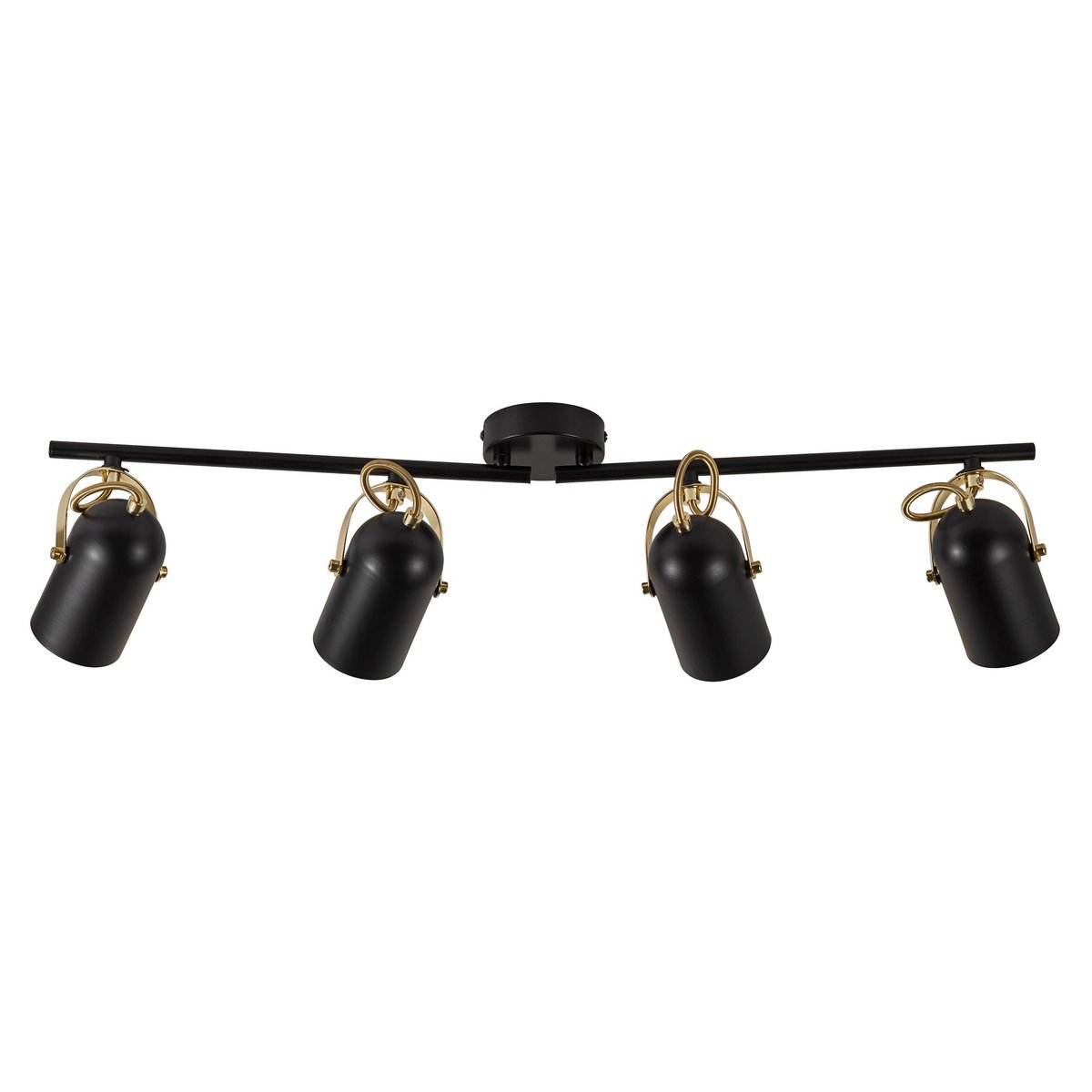 Plafonnier 4-spots abat-jour inclinable et orientable en métal, LOTUS noir/laiton, NORDLUX