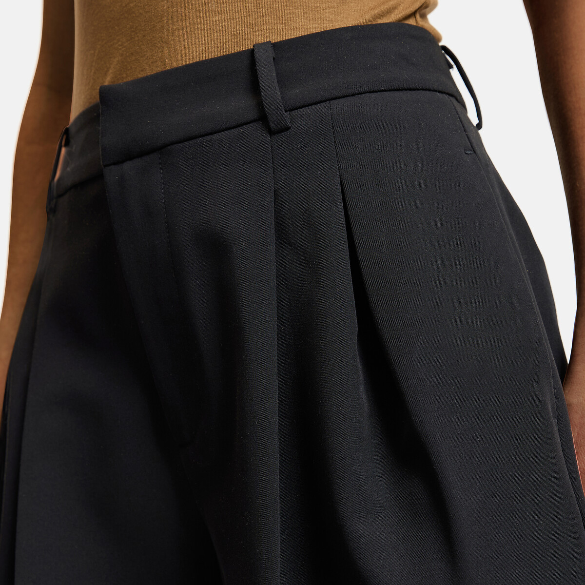 Short à pinces en polyviscose noir, LA REDOUTE COLLECTIONS
