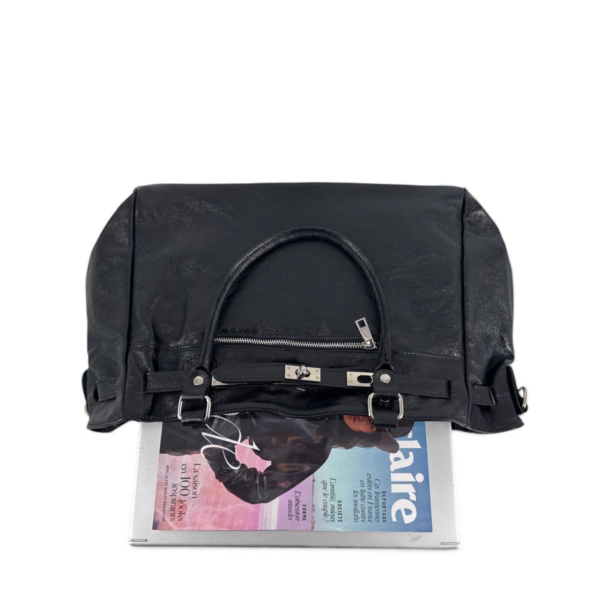 Sac cabas en cuir irisé JANET SILVER noir irisé, OH MY BAG