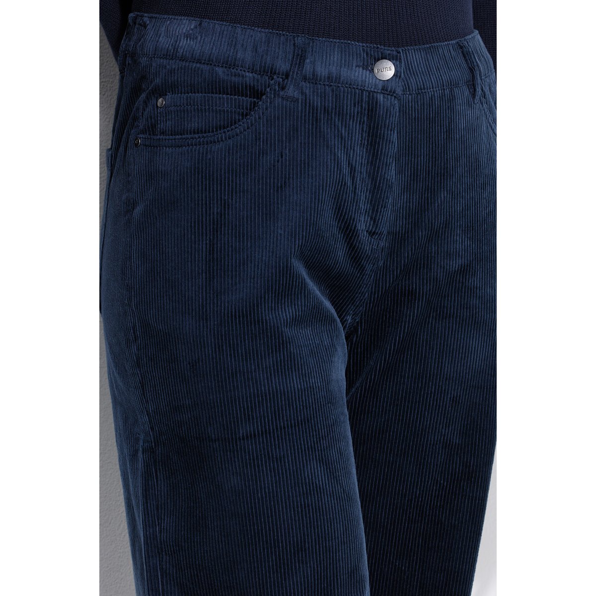 Pantalon en velours côtelé Mary, jambe large marine, ULLA POPKEN
