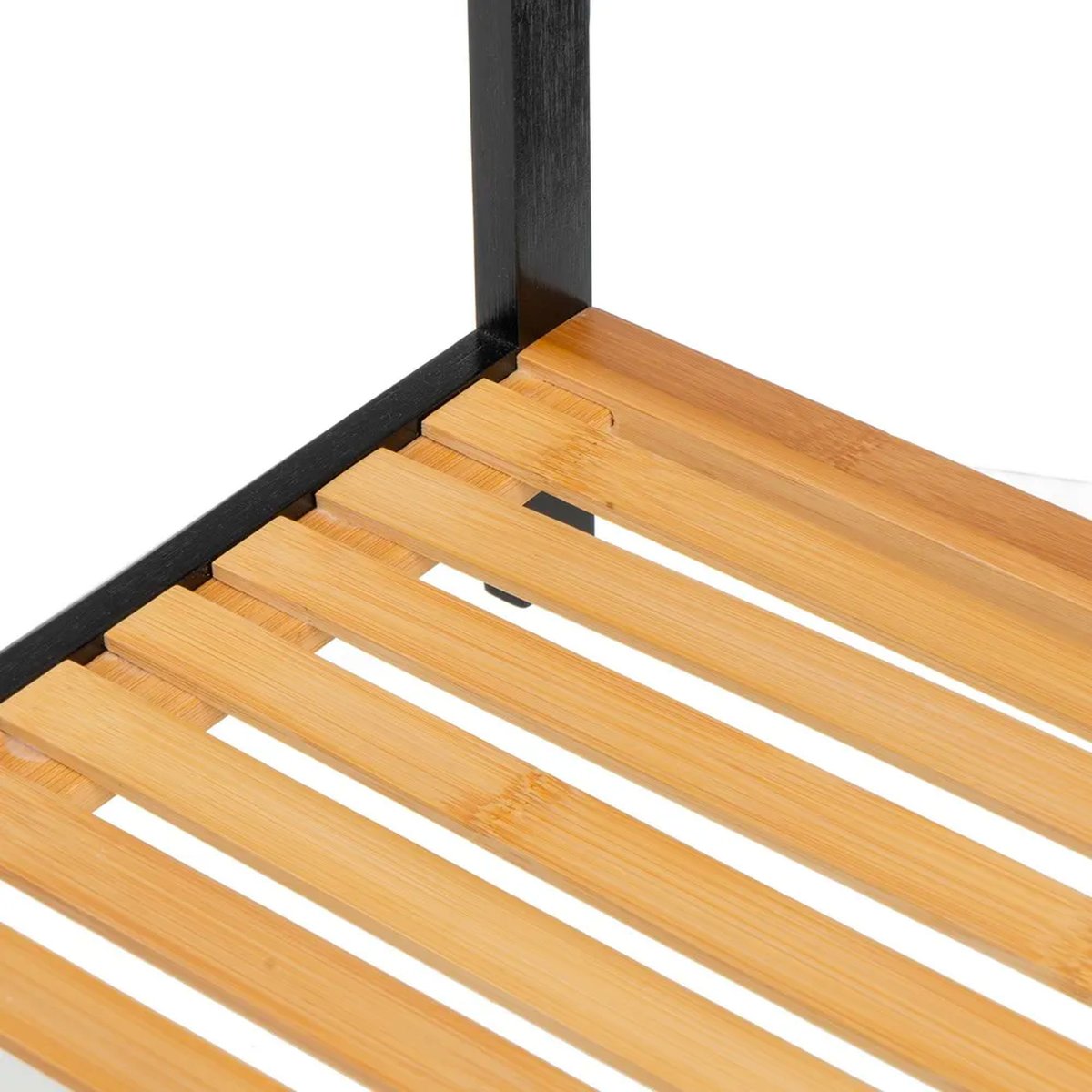 Porte serviette sur pied en bambou noir avec étagère 51x31x85cm noir, WADIGA
