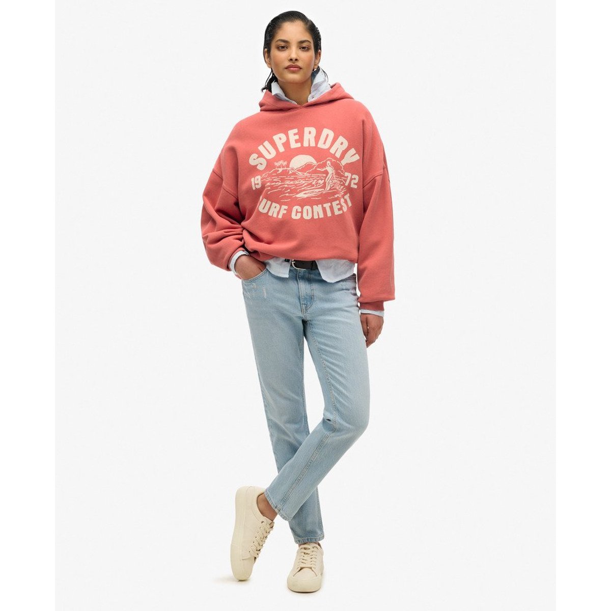 Sweat à capuche oversize Lo-fi Outdoor rouge pomme au four, SUPERDRY