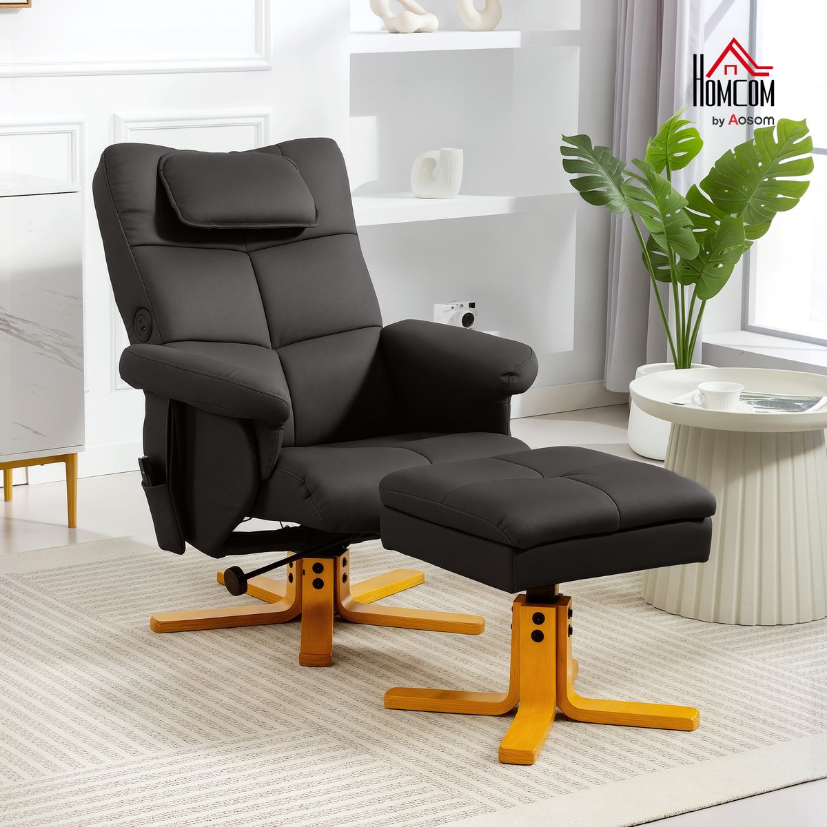 Ensemble fauteuil de massage inclinable avec marron, HOMCOM