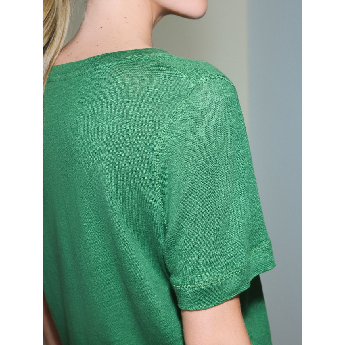 T-shirt ras du cou en lin n. premium vert, NEXT