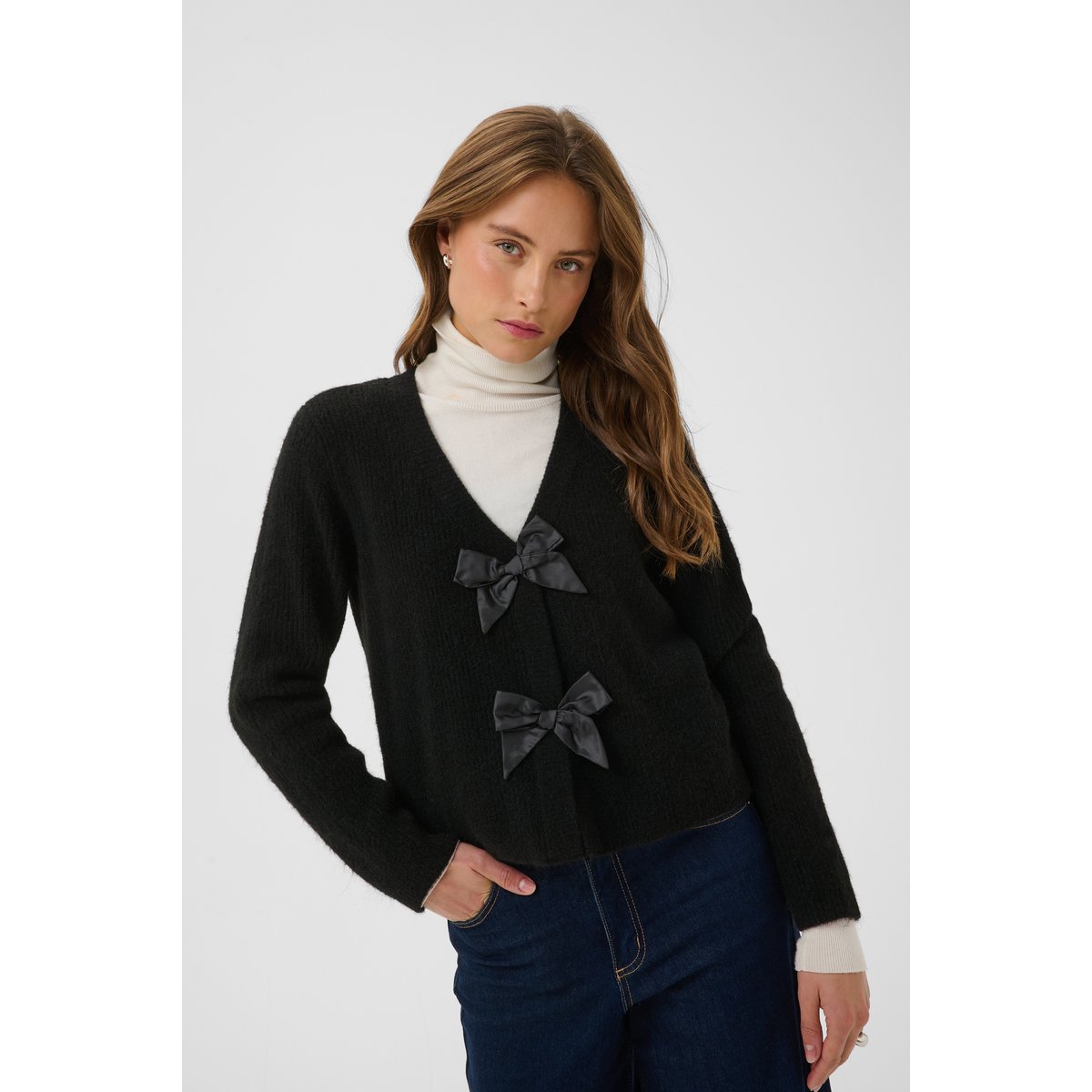 Cardigan à tricot noir black deep, KAFFE