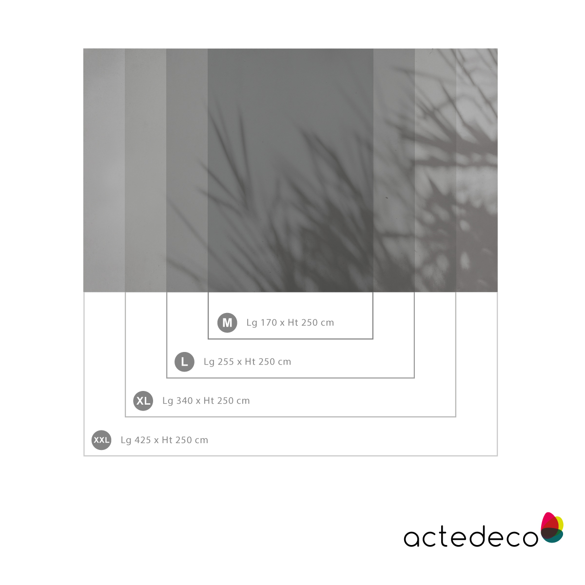 Papier peint panoramique Concrete Bamboo,  425 x 250cm gris, ACTE DECO