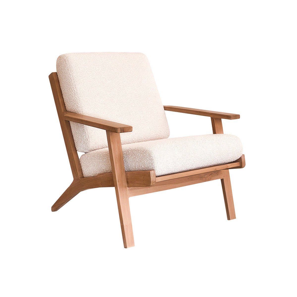 Fauteuil en teck massif et bouclette SERENE ecru, BERAH GETAH