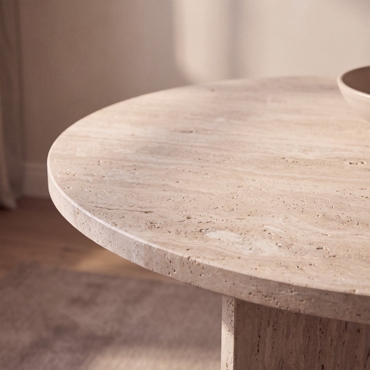 Table à manger 8 personnes ovale effet travertin - CALIAN beige, DRAWER
