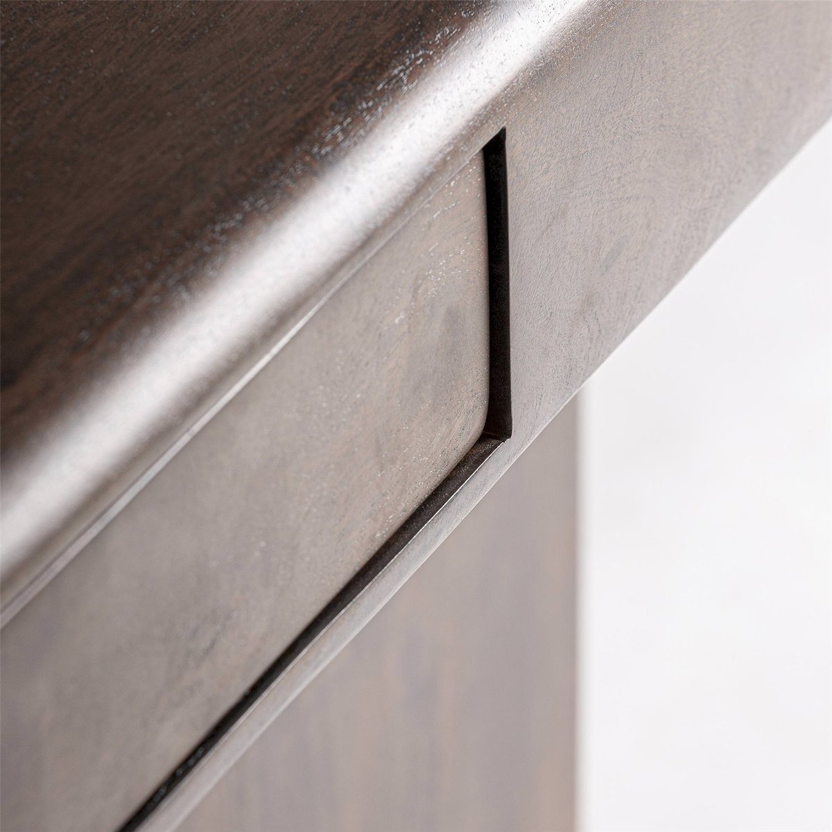 Bureau contemporain en acacia massif marron foncé, RECOLLECTION