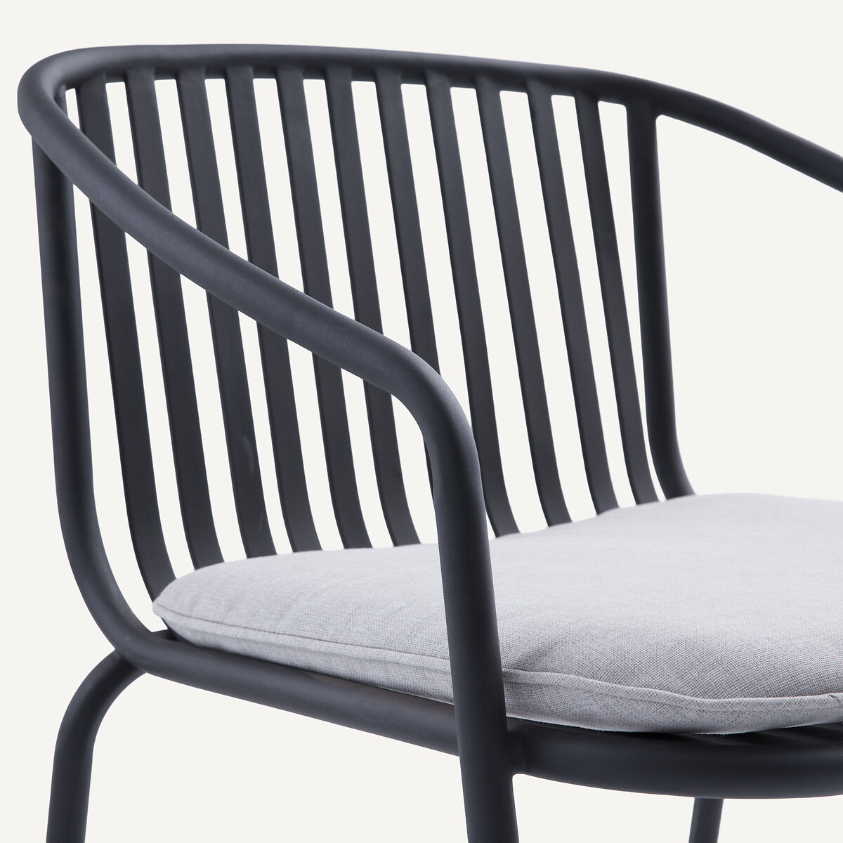Fauteuil de table de jardin en métal acier, CIARA charbon, AM.PM
