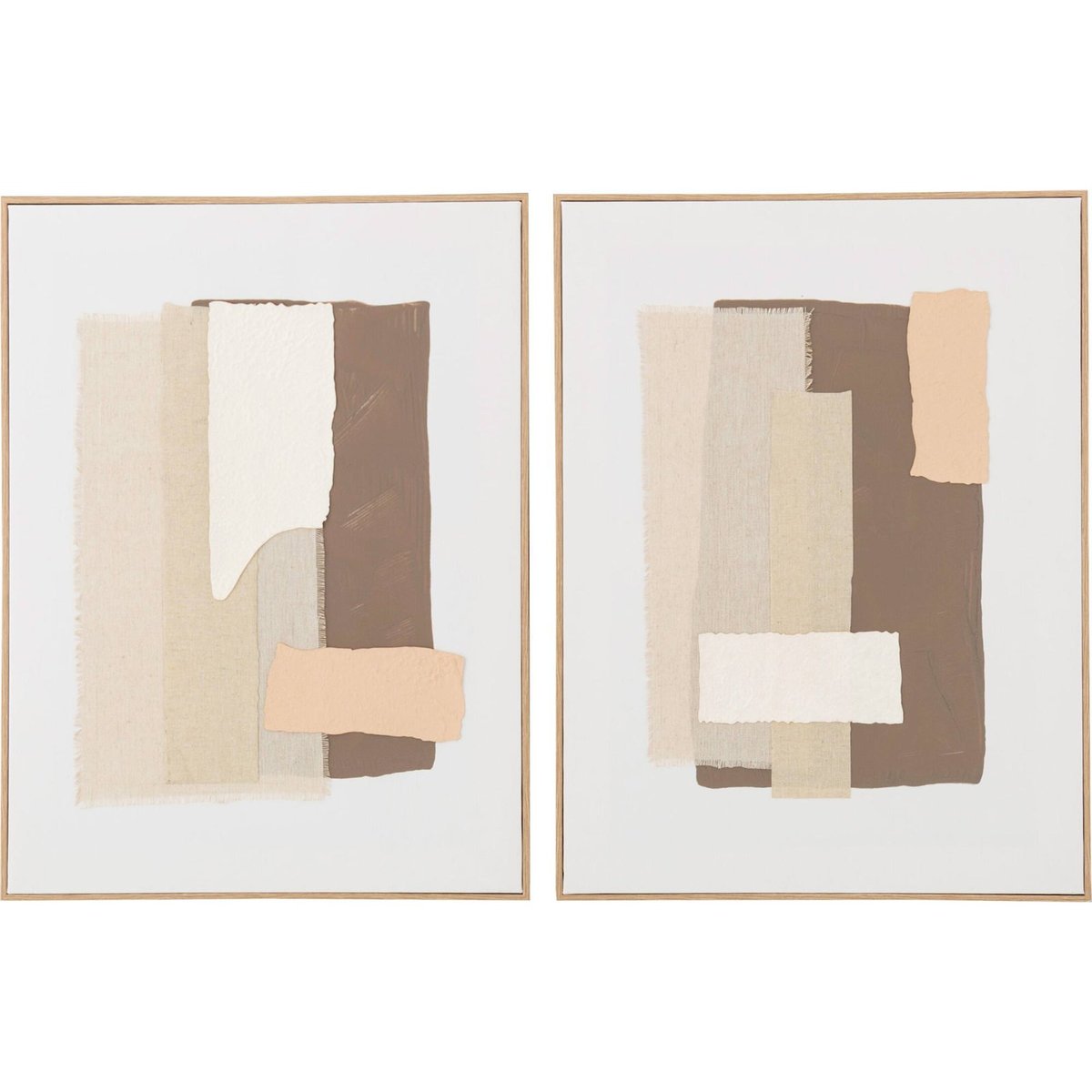 Tableau abstrait toile, Lot de 2 beige et marron foncé, RECOLLECTION