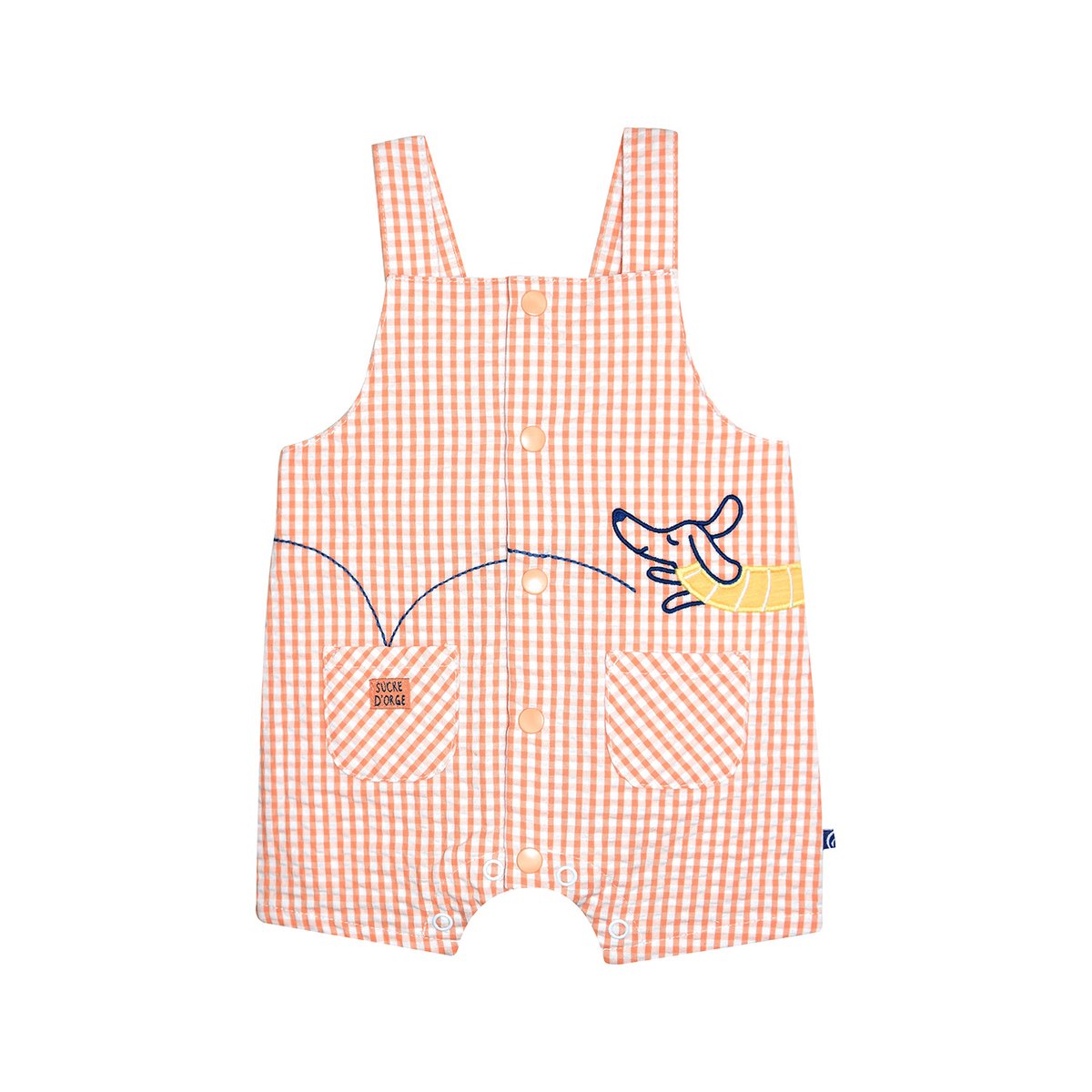 Tee shirt salopette geoffroy court naissance orange, SUCRE D'ORGE