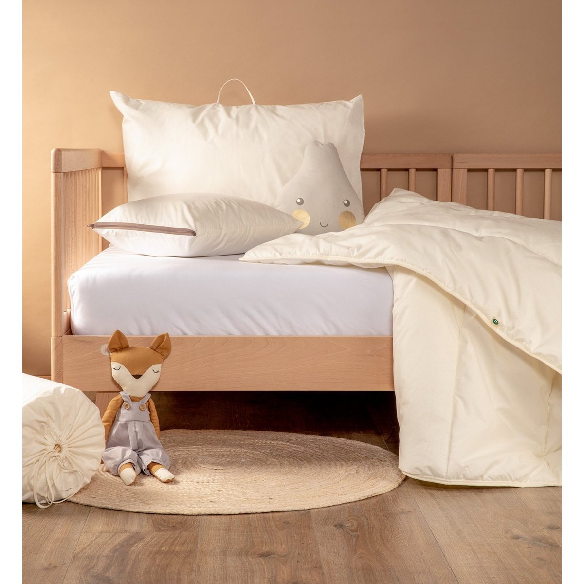 Oreiller Enfant Enveloppe Coton Bio MAUI couleur unique, KADOLIS