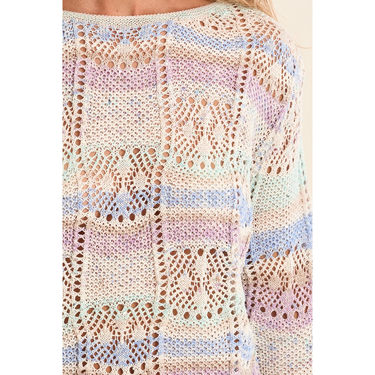 Pull en maille rayé mauve, MOLLY BRACKEN