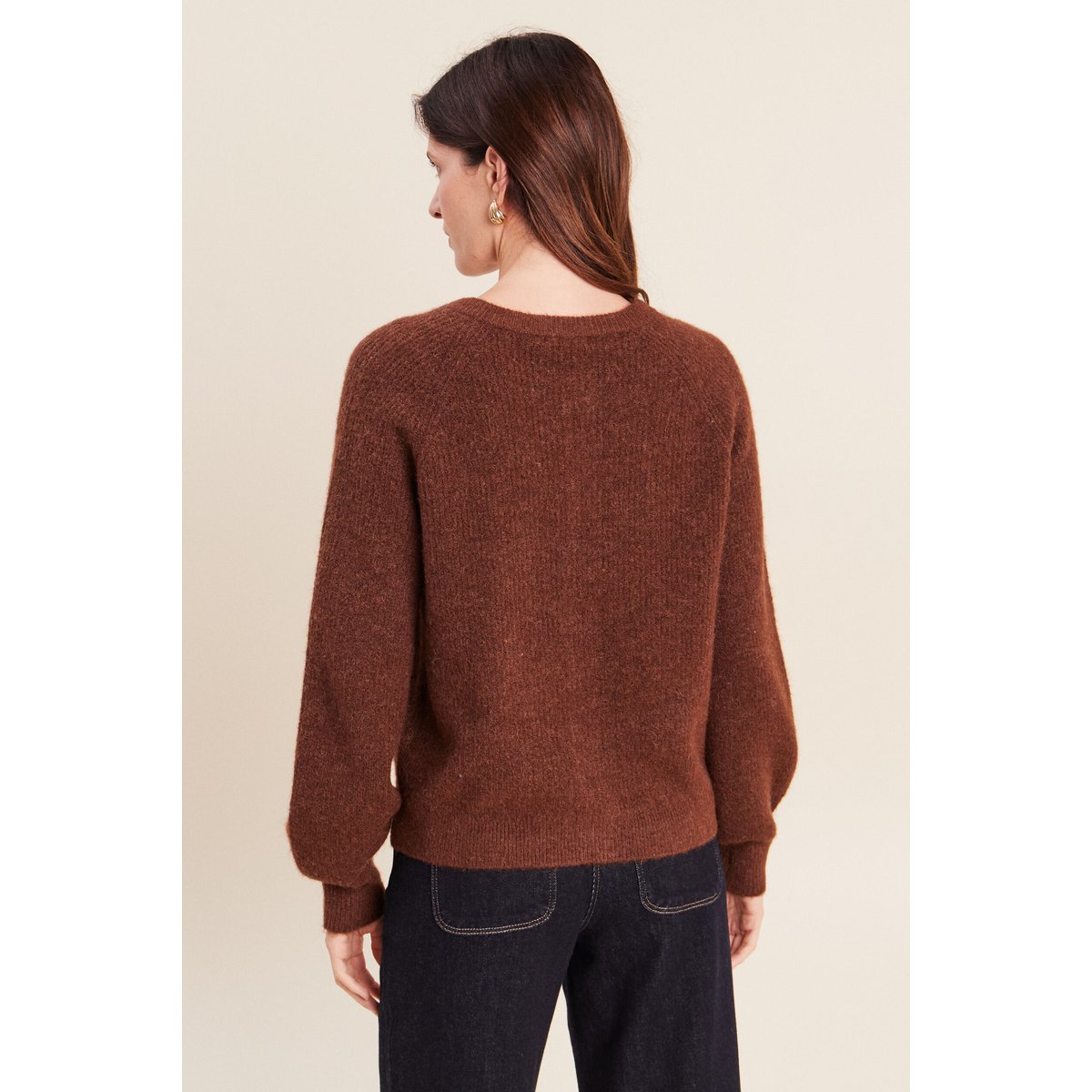 Gilet col rond marron foncé, BREAL