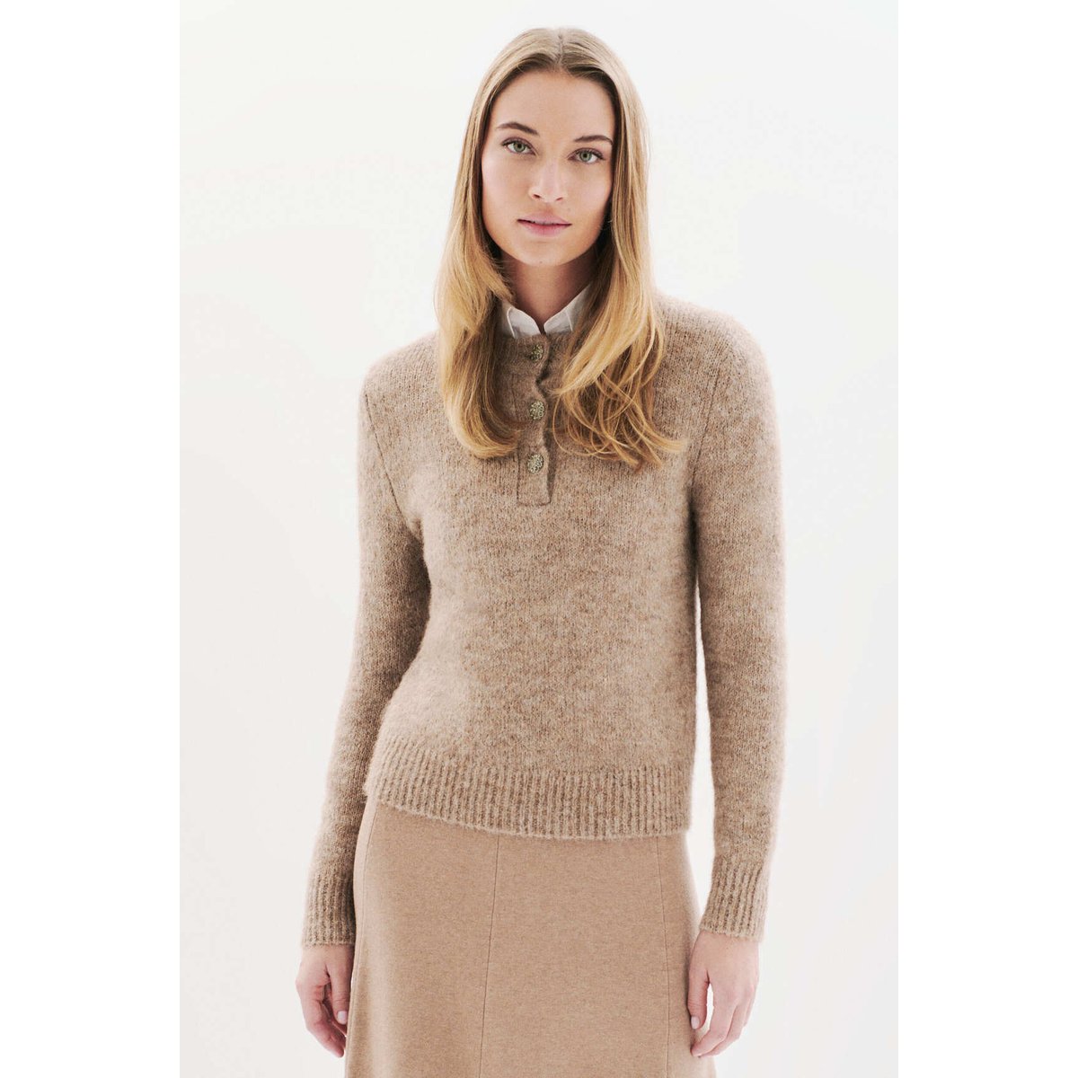 Pull droit court DONA marron clair, CAROLL