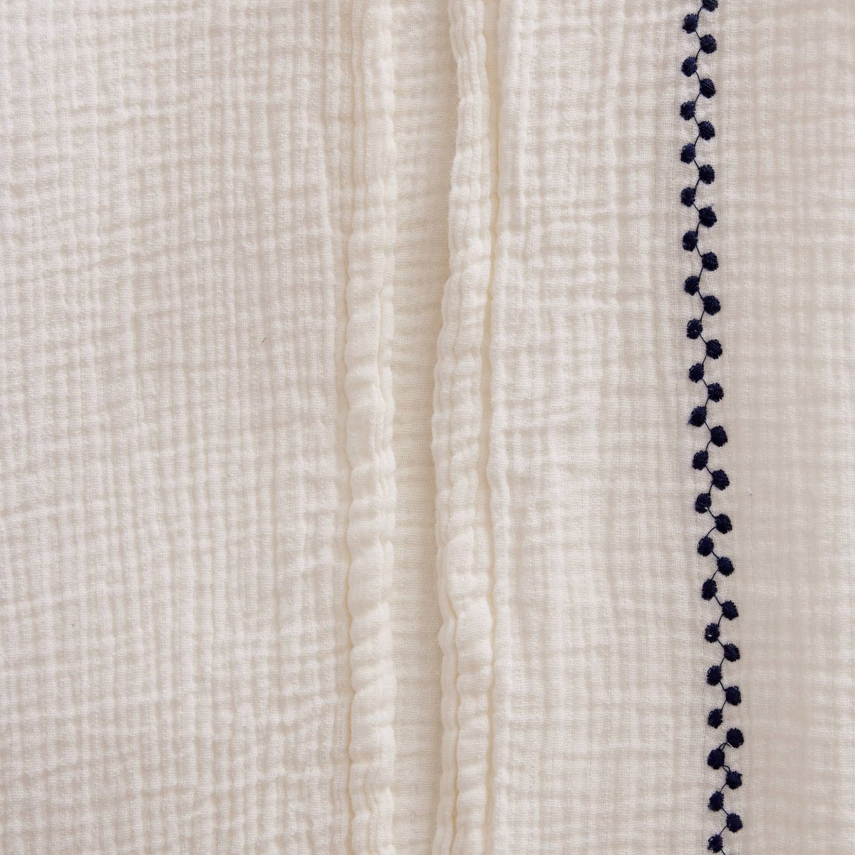 Housse de couette gaze brodée, 240x220cm, 100% coton bio, OEKOTEX, GOTS off white, MONOPRIX