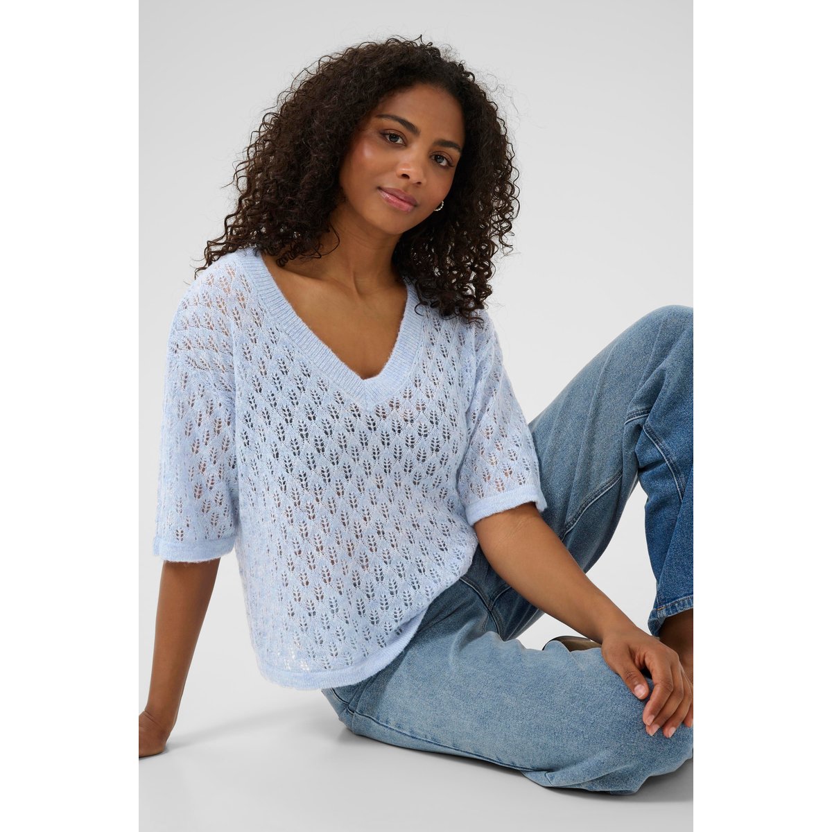 Pullover tricoté bleu windsurfer melange, KAFFE