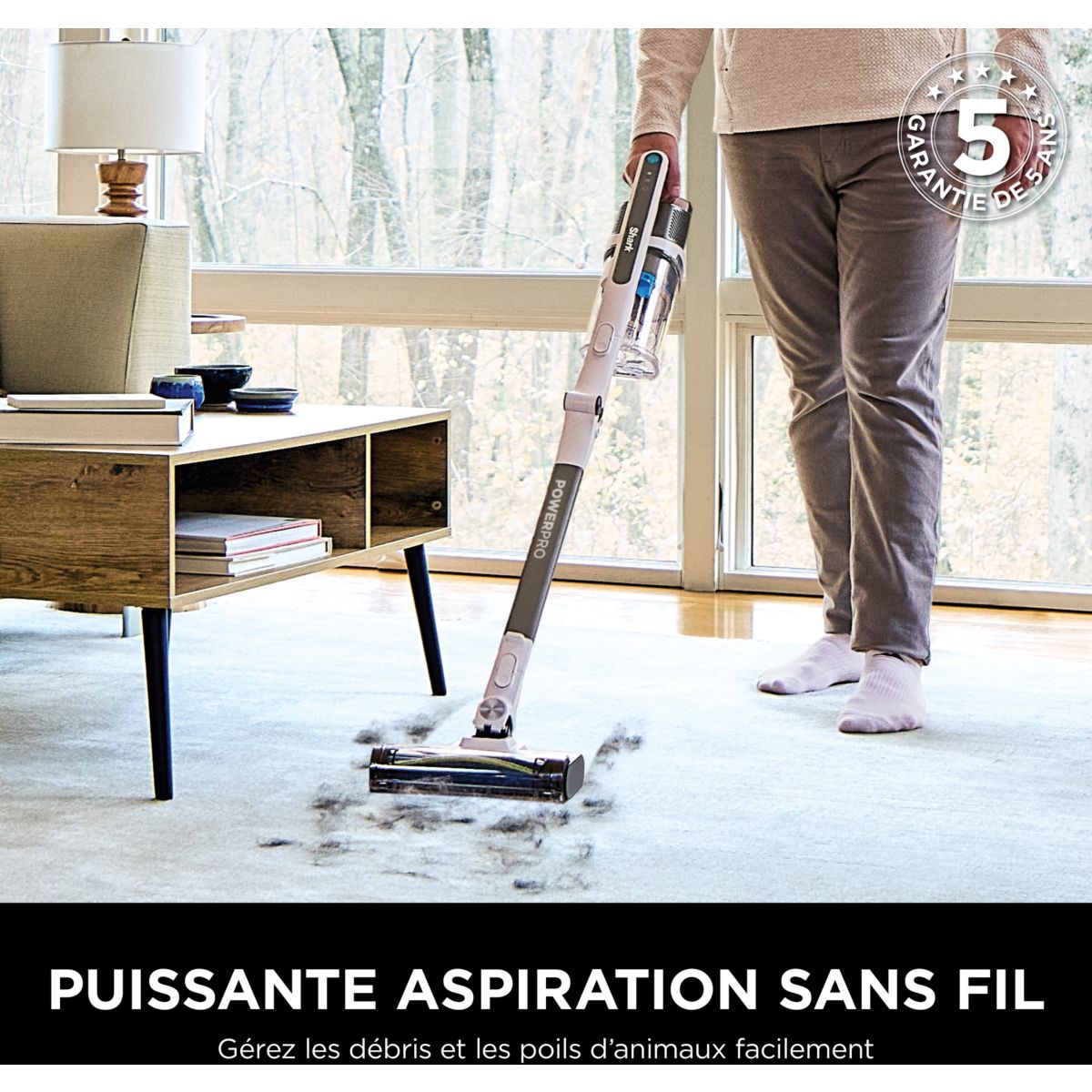 Aspirateur balai IZ380EUT PowerPro Pet avec brosse motorisée pour poils d’animaux couleur unique, SHARK