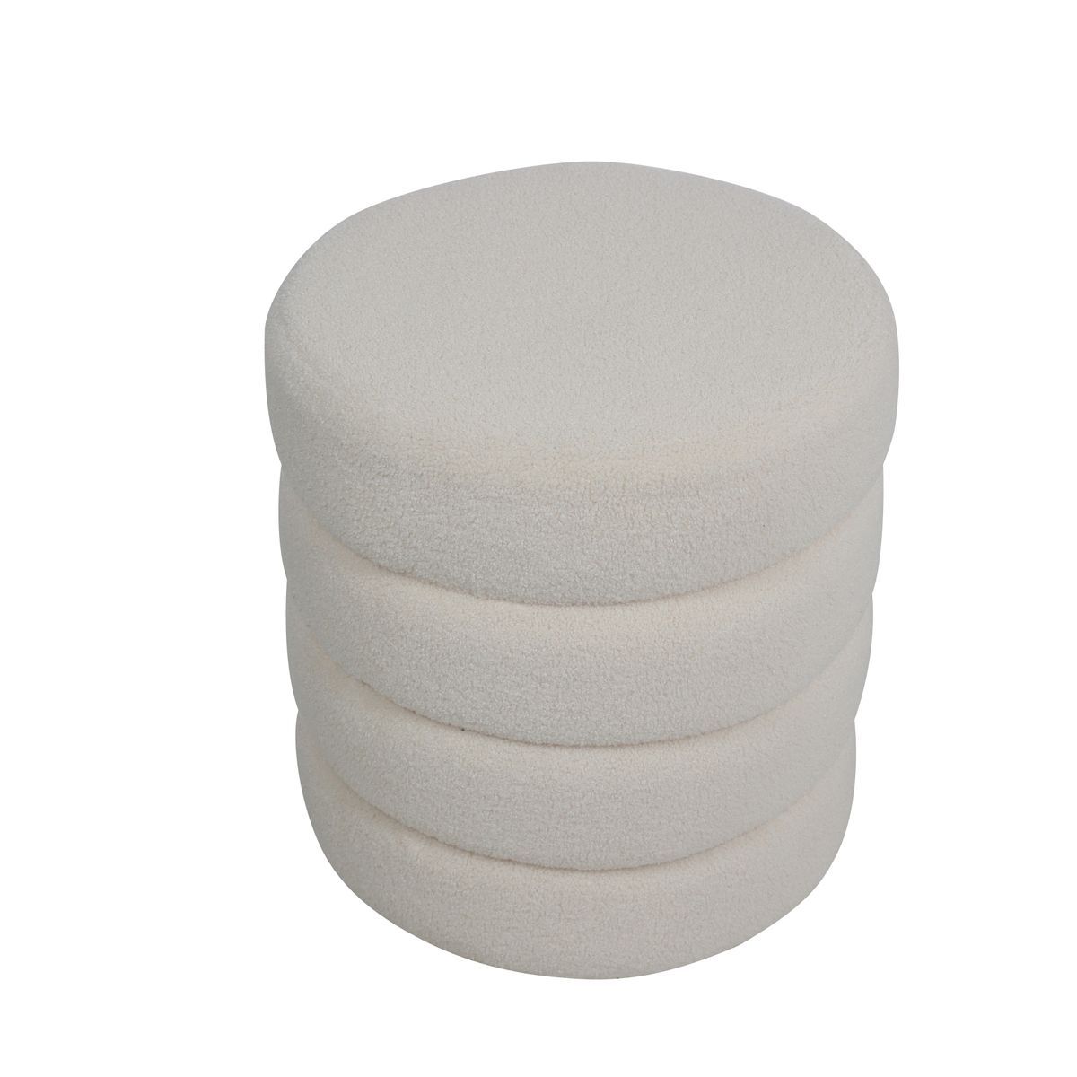 Pouf tissu effet laine bouclette Fino beige, ZAGO