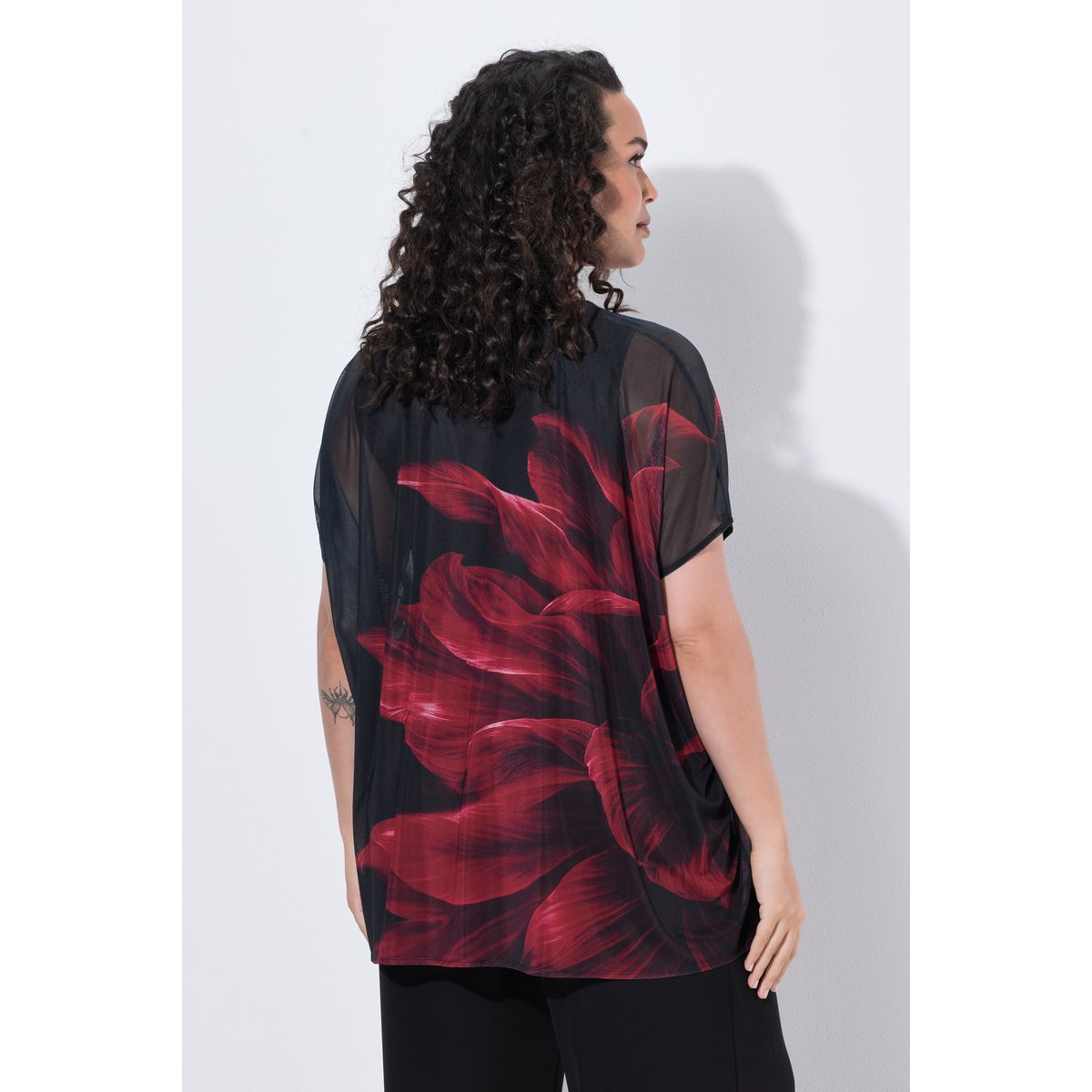 Blouse en tulle doublée, coupe oversize bordeaux rouge, ULLA POPKEN