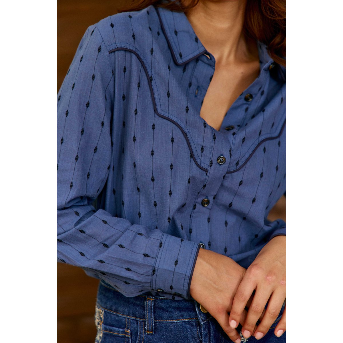 CHEMISE imprimé ethnique CARLIAN 25-marine, LA PETITE ETOILE
