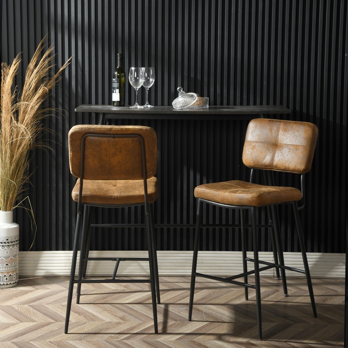 Lot de 6 tabouret de bar rétro vintage, INDEPENDENCE marron, MEUBLES COSY