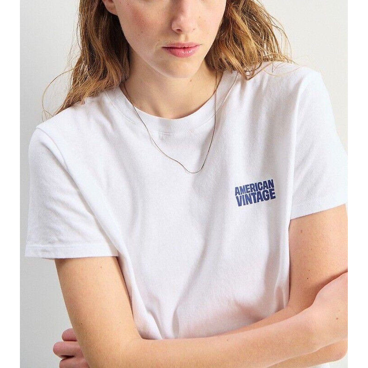 T-shirt a maniche corte con scollo rotondo, YKOBOW bianco, AMERICAN VINTAGE