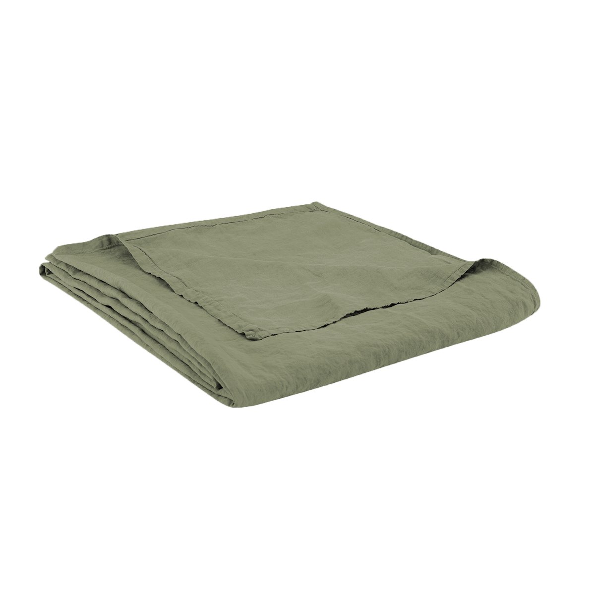Drap plat en lin lavé, NATURELLEMENT LIN sauge, BLANC CERISE