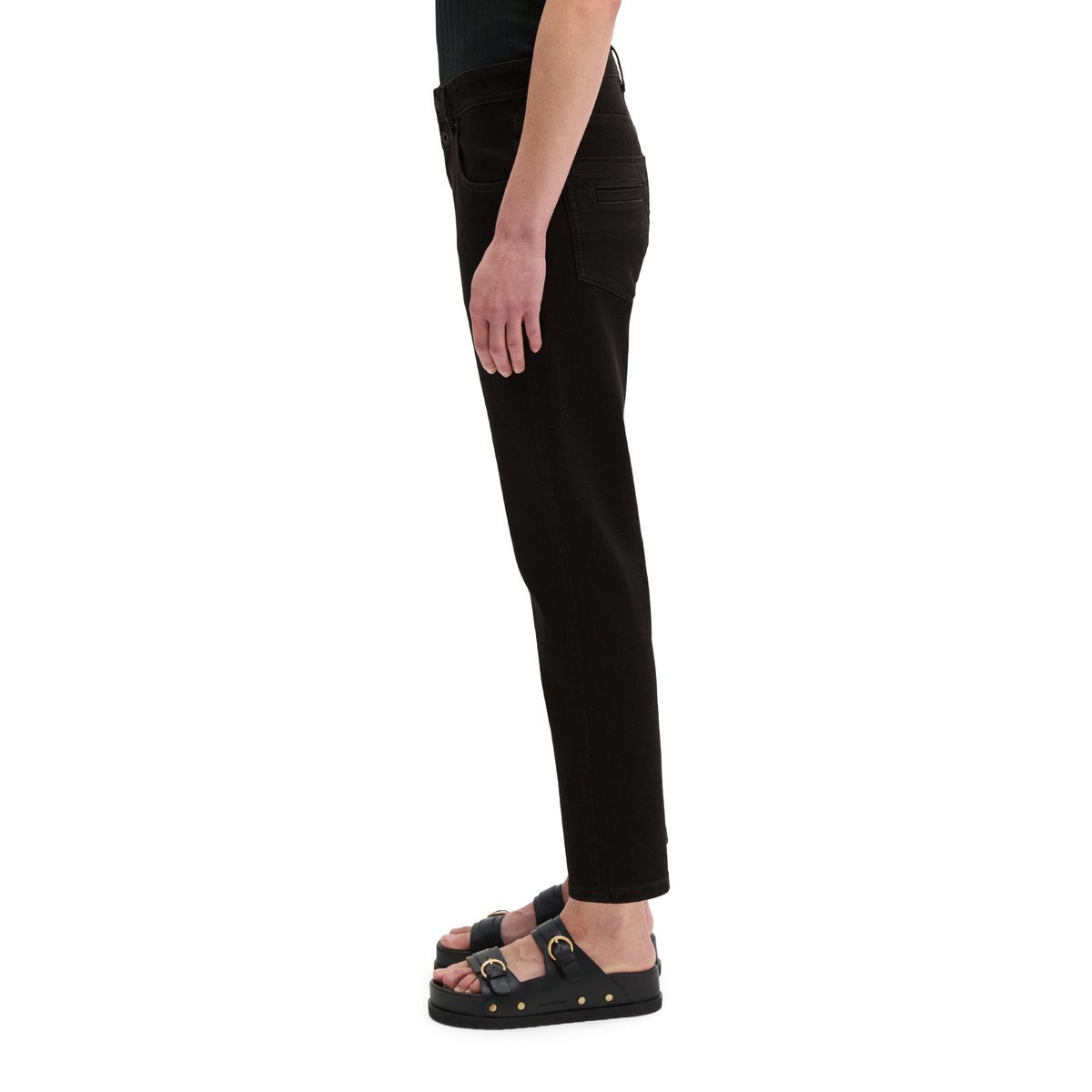Jeans modèle Theda boyfriend cropped en Organic Cotton Stretch noir, MARC O'POLO