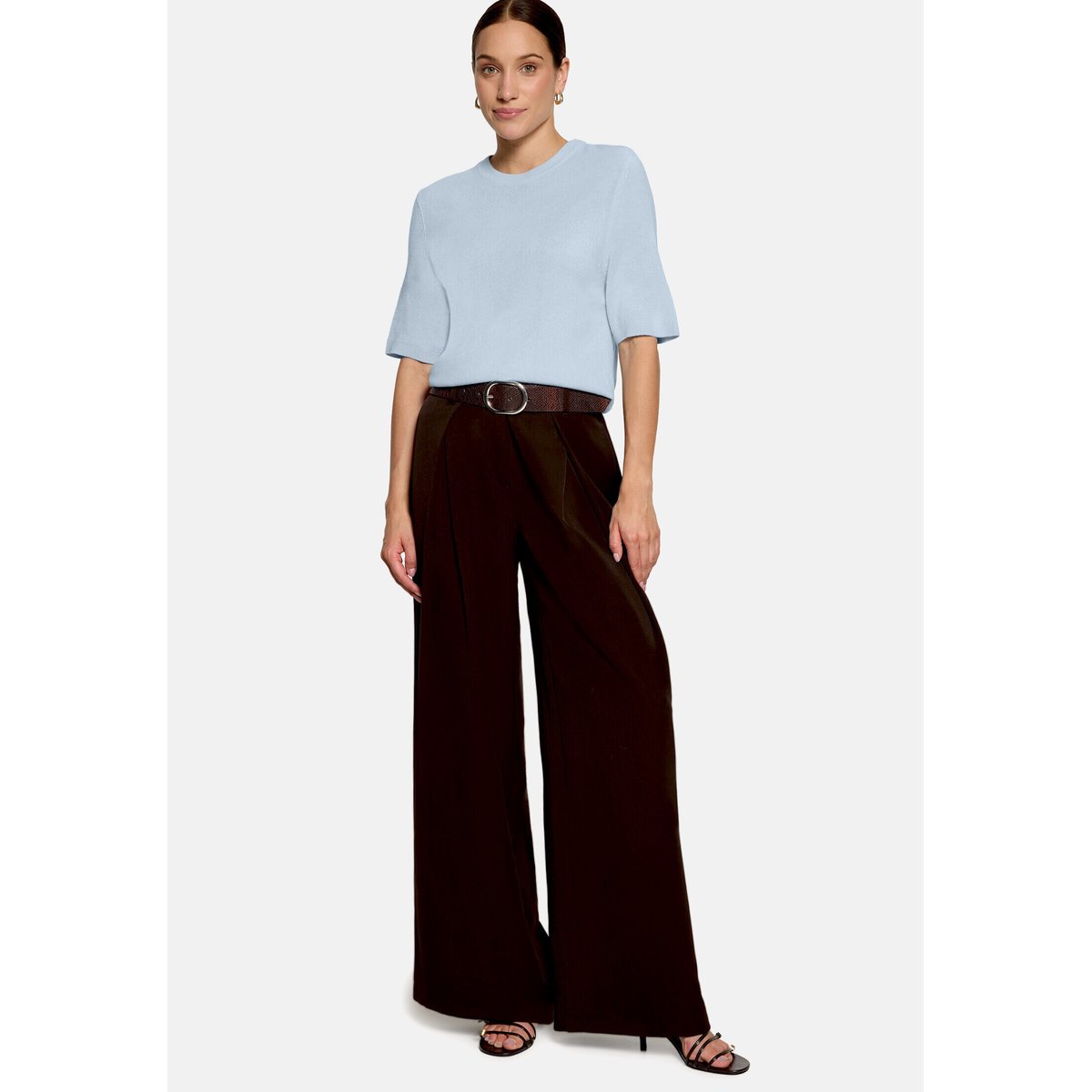 Pull-over en maille basique manches courtes blue fog, ZERO