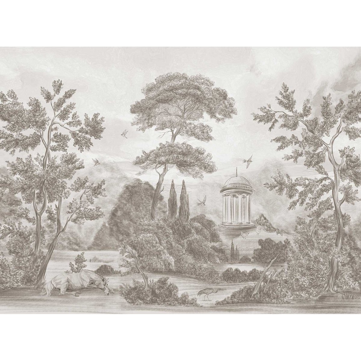 Papier peint panoramique Héritage Antique gris, HEXOA
