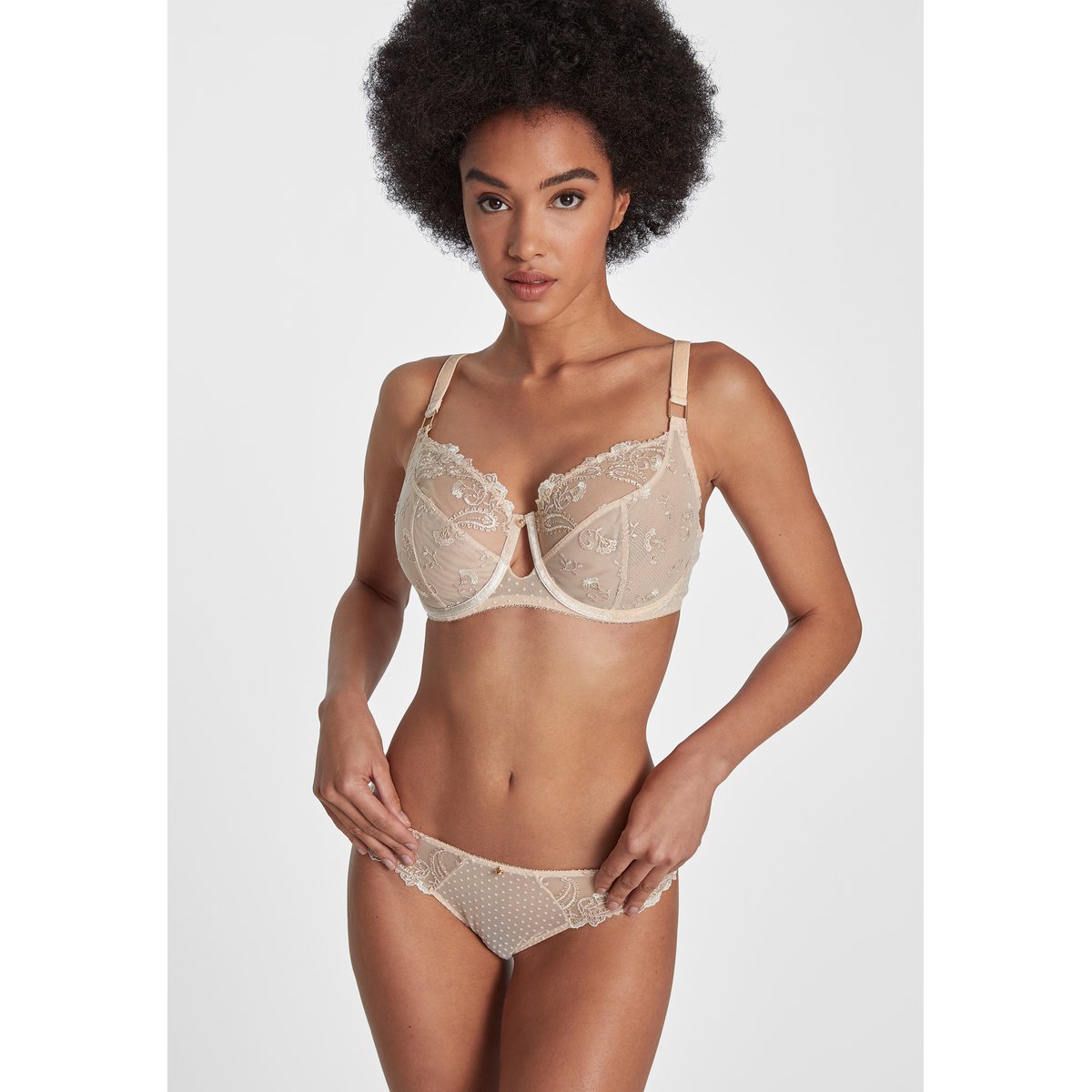 Soutien-gorge balconnet confort Velvet Memories beige, AUBADE