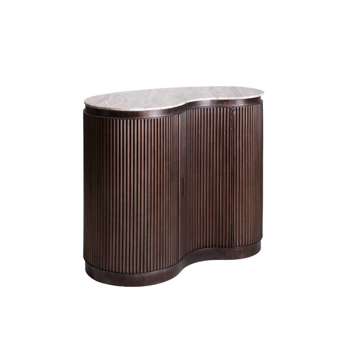 Meuble bar haricot en marbre et métal ORLANDO marron, MADE IN MEUBLES