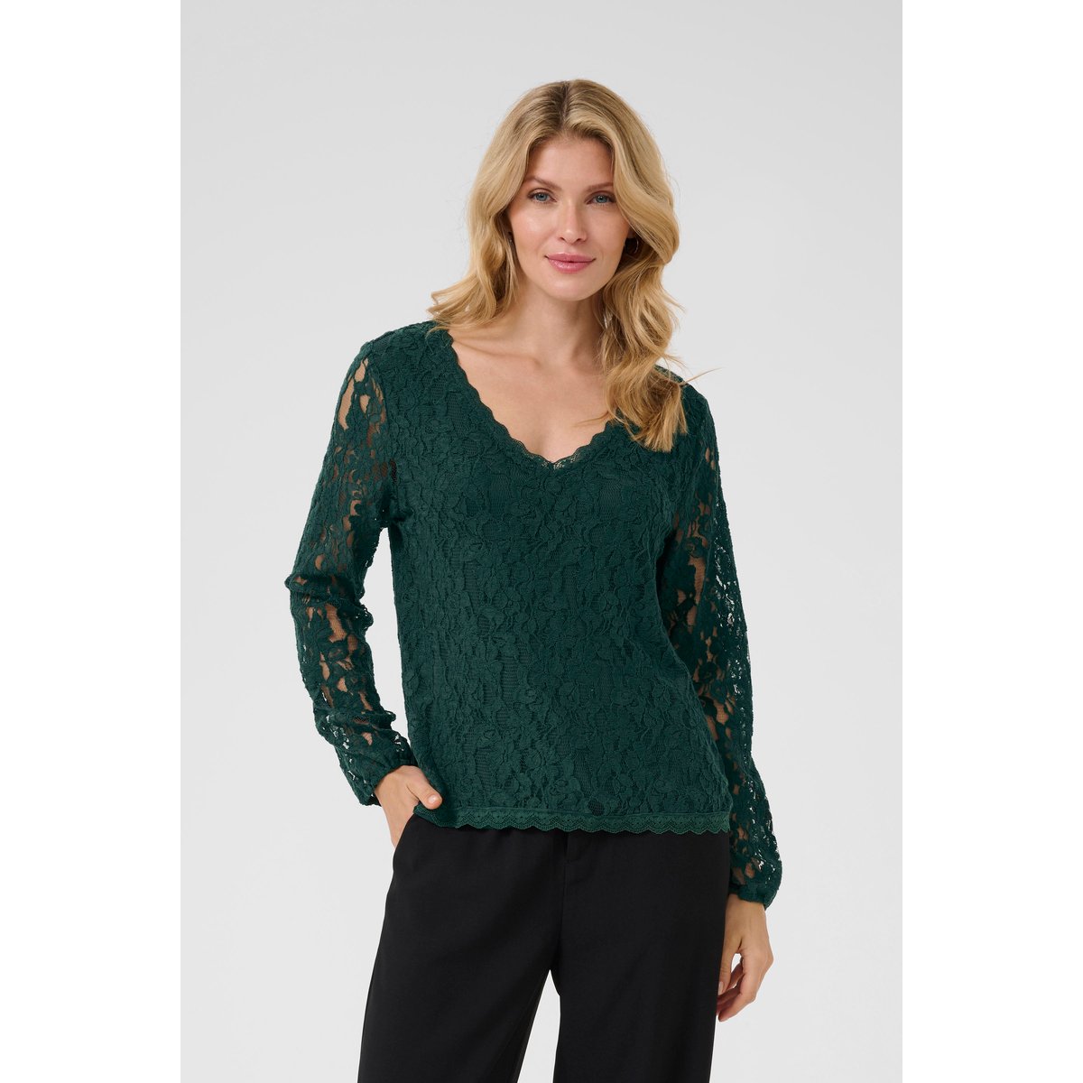 Blouse with long sleeve vert sea moss, CREAM