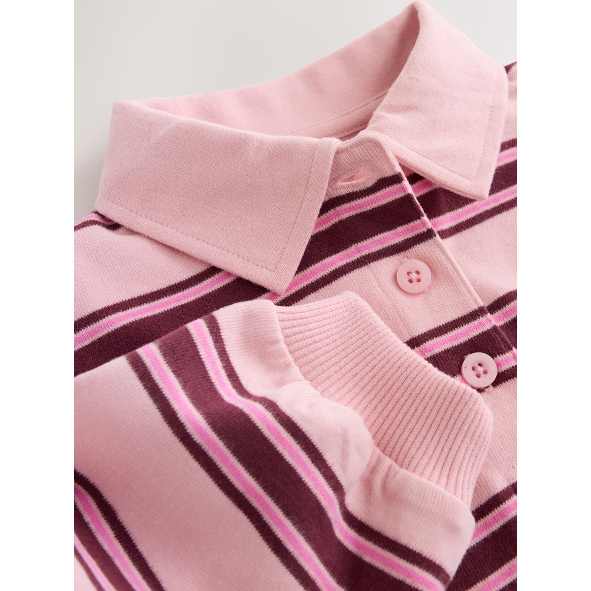 Robe sweat style rugby à manches longues rose à rayures, NEXT