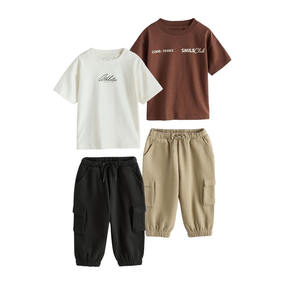 T-shirt et pantalon de jogging, 4 pièces marron/crème, NEXT