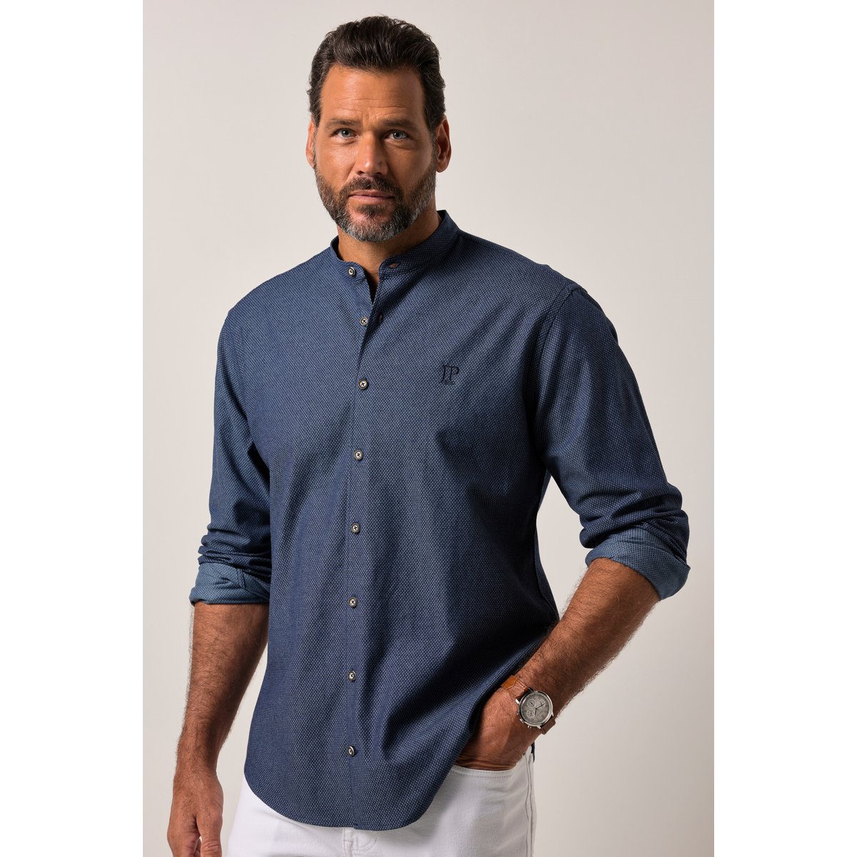Chemise traditionnelle bleu jean, JP1880