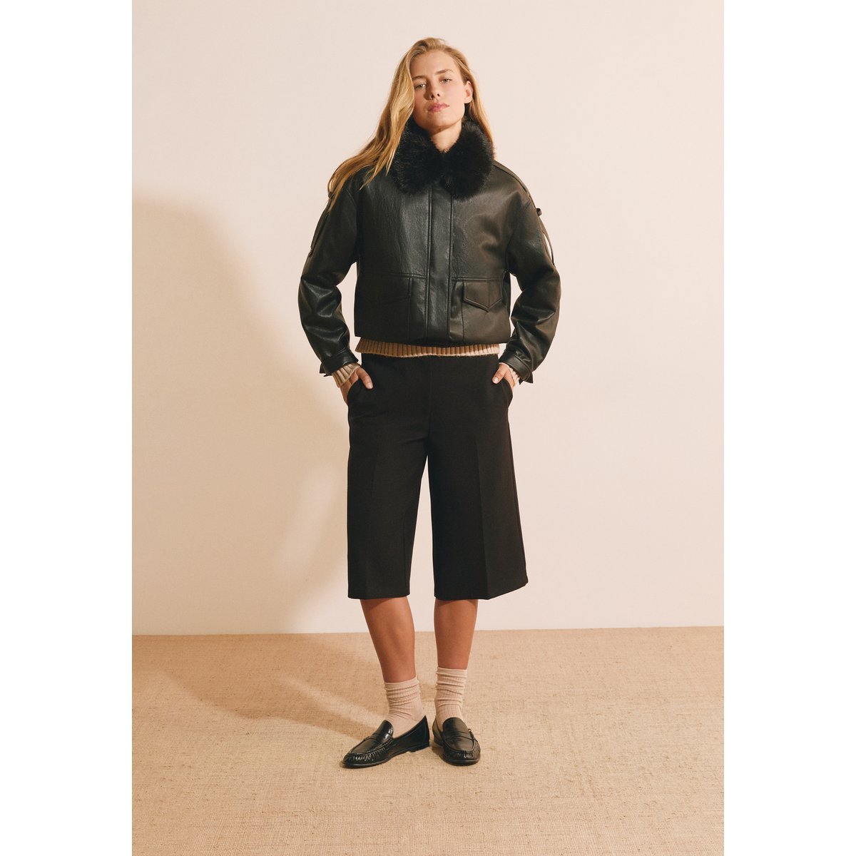 ETAM GROSSE PIECE MEGAN PU - BLOUSON noir, ETAM