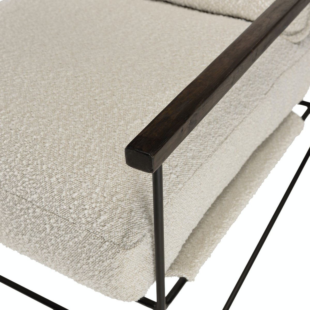 Fauteuil structure métal tissu bouclette blanc TIM ecru, PIER IMPORT
