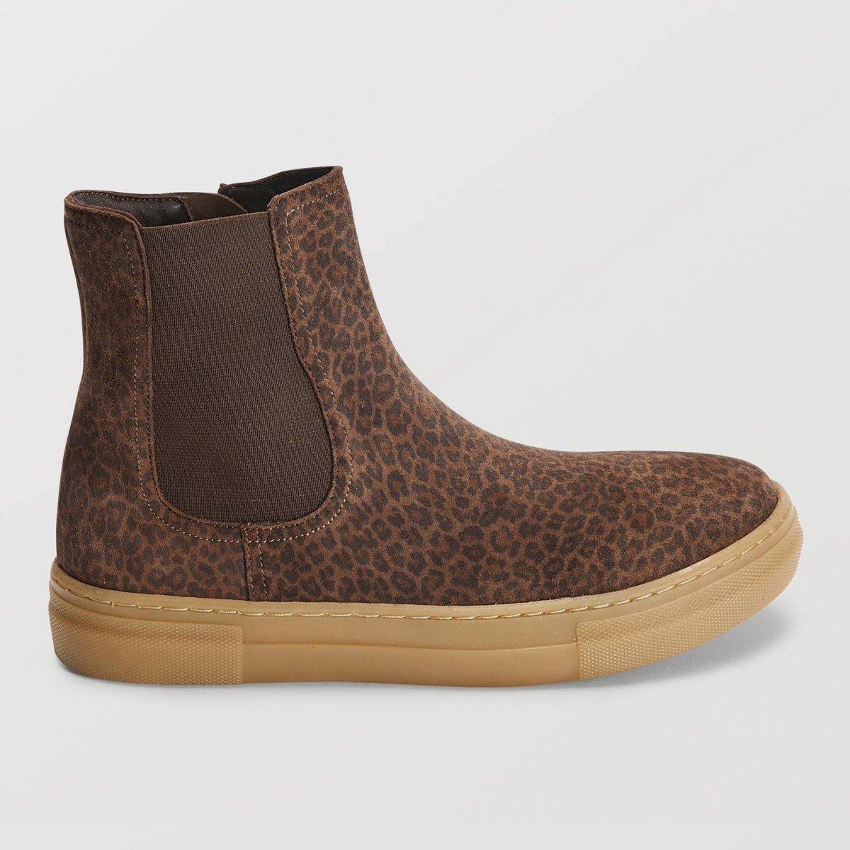 Boots imprimée léopard en cuir souche, MONOPRIX