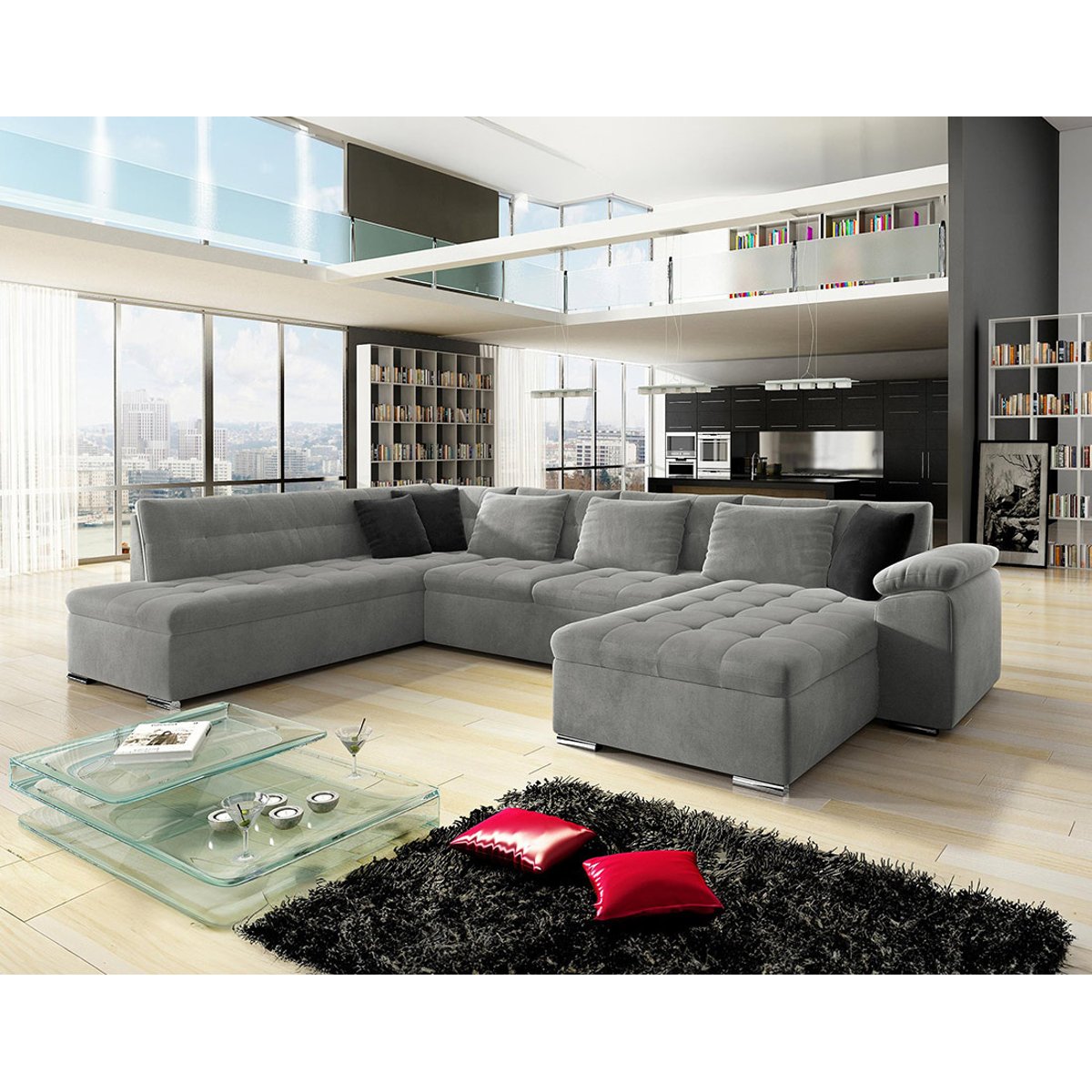 Canapé d'Angle Convertible 7 places - CHUCK gris, BEST MOBILIER
