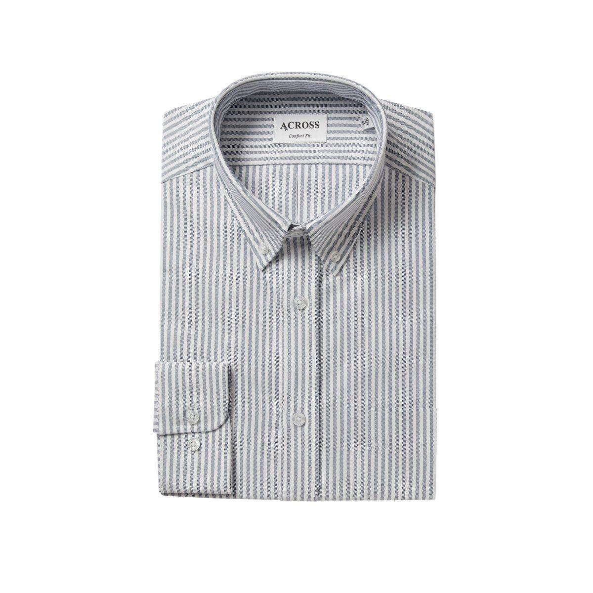 Chemise Confort fit coton Oxford Authentic à rayures bleu marine, ACROSS