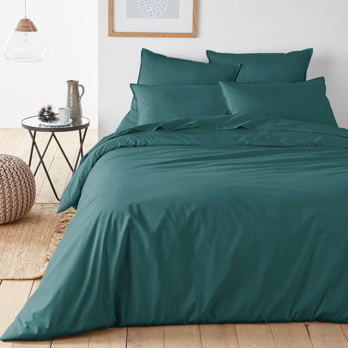 Taie de traversin unie percale coton bio Scenario emeraude, LA REDOUTE INTERIEURS